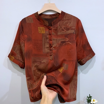 送运费险中老年人奶奶真丝上衣女