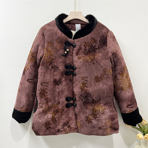 奶奶冬装棉衣外套加绒加厚中老年人女妈妈保暖棉服毛领老太太棉袄