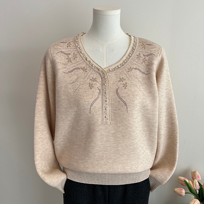 妈妈秋冬装加绒加厚毛衣打底衫