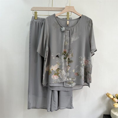 洋气妈妈夏装套装洋气上衣两件套