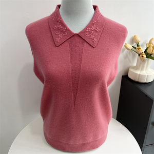 秋冬新款100%纯羊毛打底衫妈妈装翻领毛衣中老年女装奶奶洋气针织