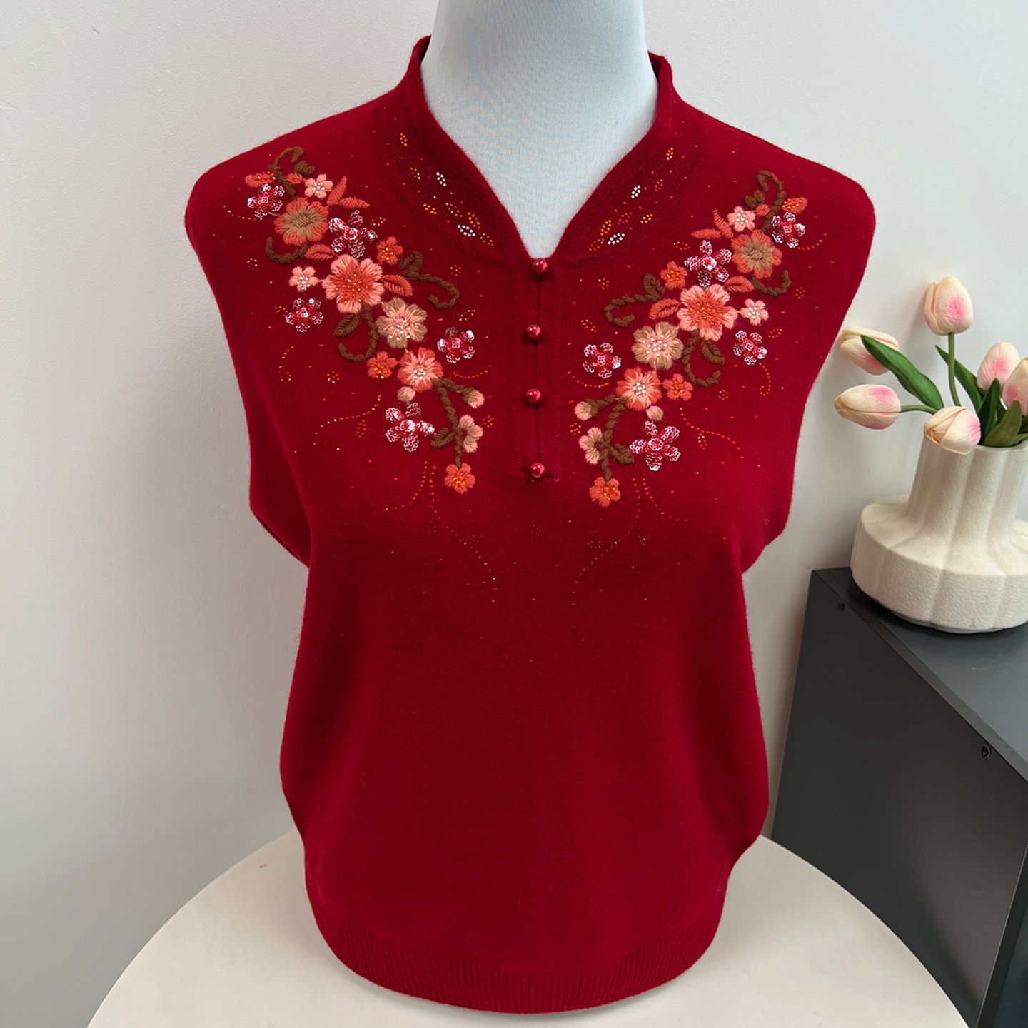 羊毛衫女100%纯羊毛上衣妈妈毛衣