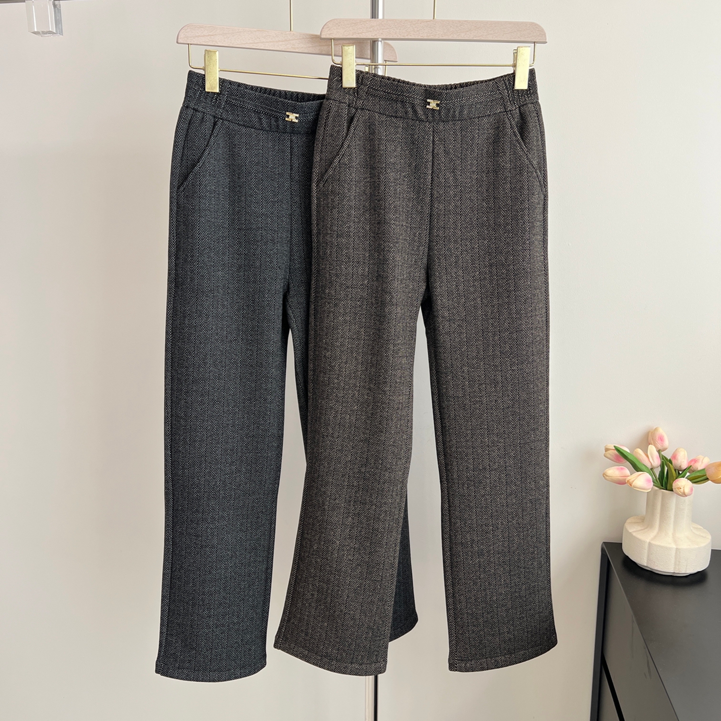 妈妈装秋冬季一体加绒加厚裤子