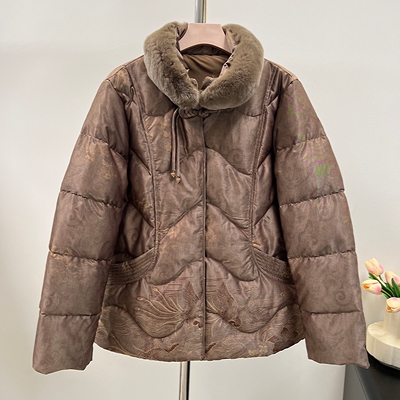 奶奶冬装羽绒服外套鸭绒保暖上衣