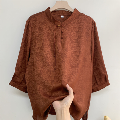 郭贵人妈妈夏装真丝香云纱上衣