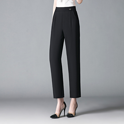 妈妈春夏裤子冰丝九分裤直筒裤