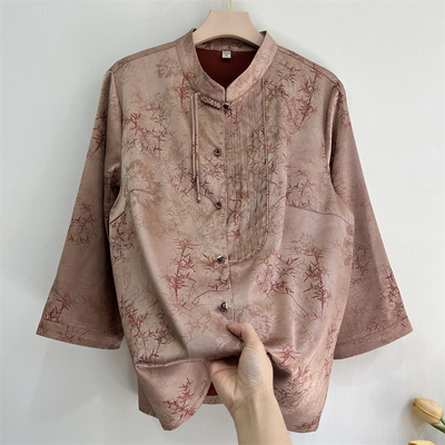 奶奶装春夏桑蚕丝衬衫中老年人