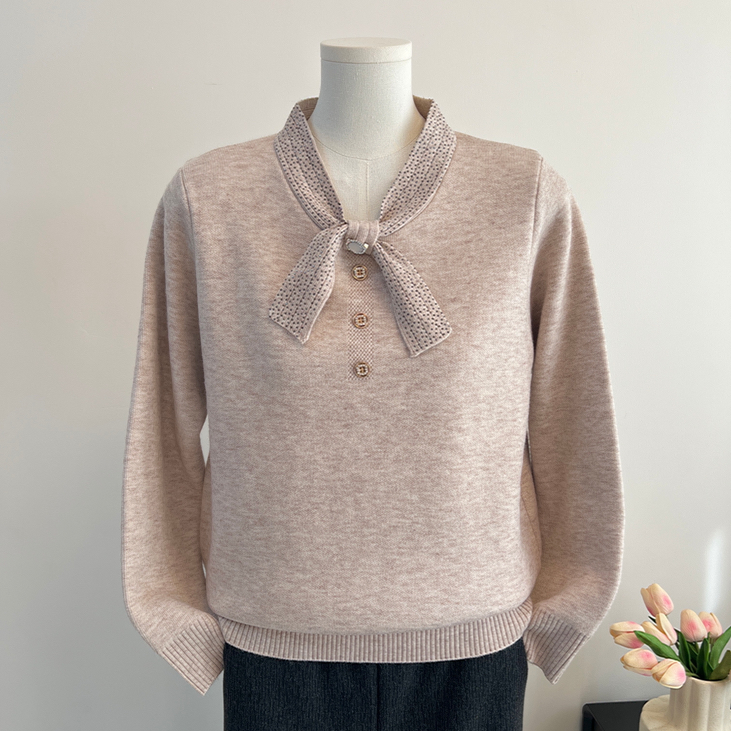 时尚妈妈冬装一体绒毛衣加厚保暖