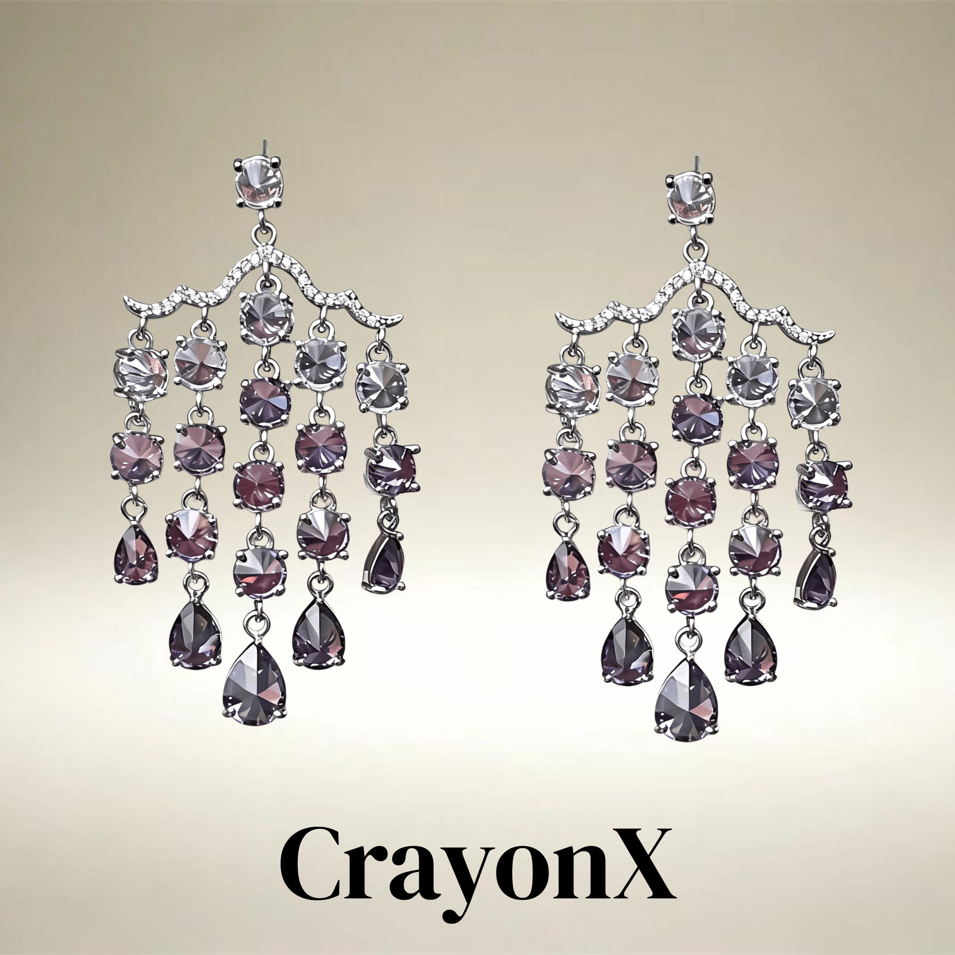 CrayonX轻奢锆石渐变流苏耳环