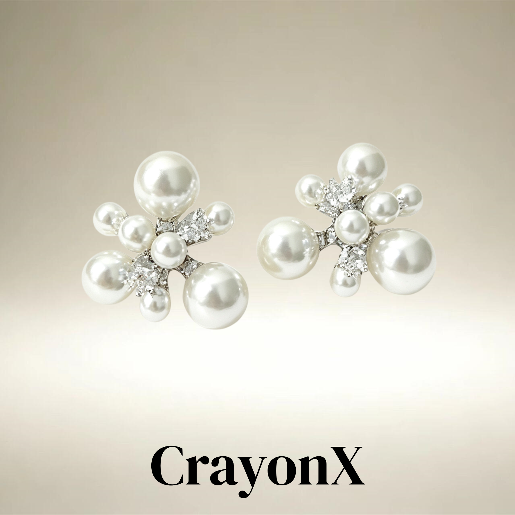 CrayonX满钻蝴蝶结珍珠耳饰