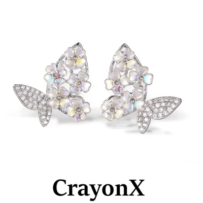 CrayonX蝴蝶贝母炫彩花朵耳钉