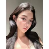 老钱风半框近视眼镜女配散光数高智感椭圆显瘦格雷系防蓝光平光镜