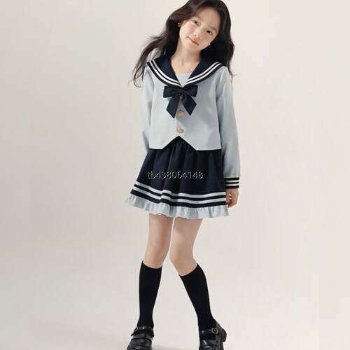 童装女童套装春季2025新款海军风淡颜系学院风jk兔子警官两件套