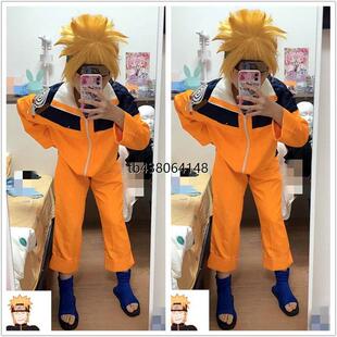 漩涡鸣人cos服疾风传火影忍者鸣人衣服儿童一代护额全套动漫服