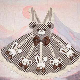 实体店现货|冶田团治正版旧版米色花边熊古力可爱lolita连衣裙