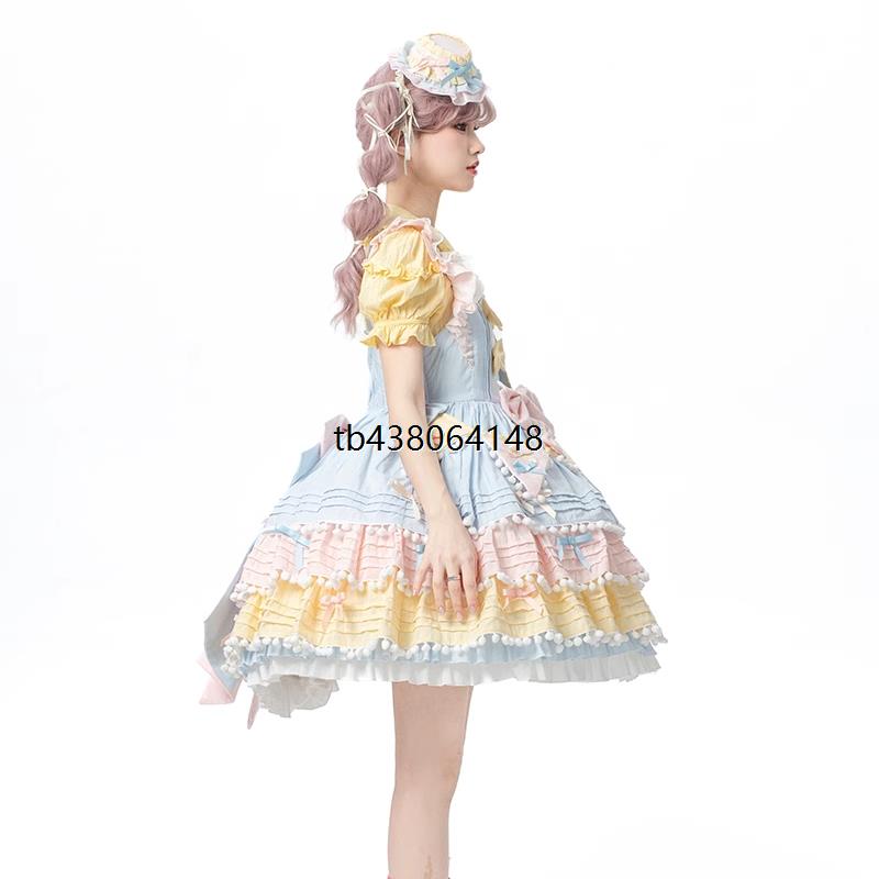 Lolita甜心马卡龙原创冰淇淋色糖果色洛丽塔蛋糕裙呲甜jsk三段式