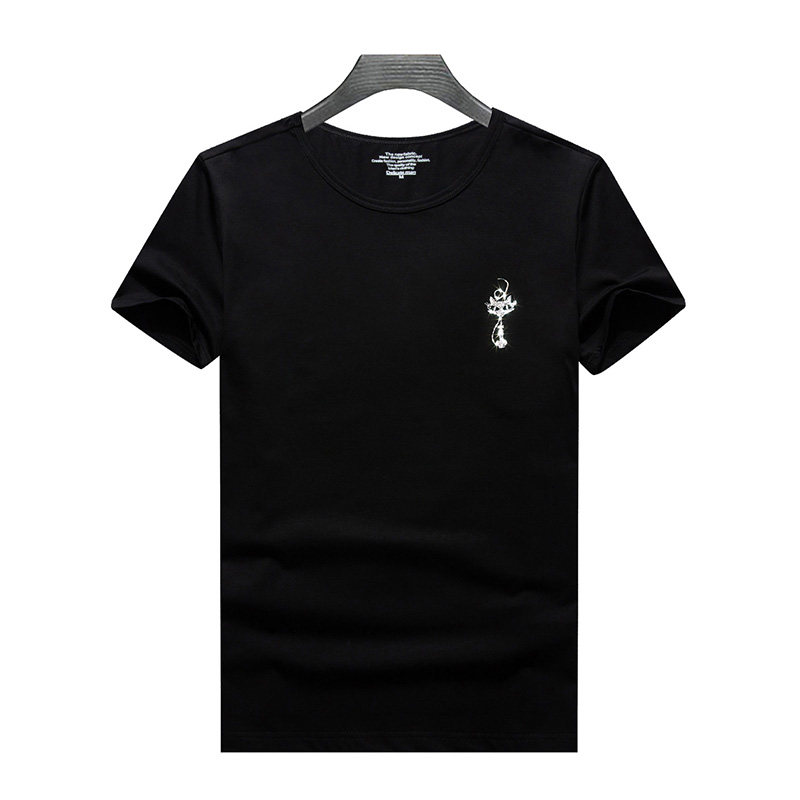 2025夏烫钻T恤镭射男大码胖打底衫亮片潮短袖QT4066-1-A8841-P45,男装T恤,电商A227B（原钱塘4066-1）