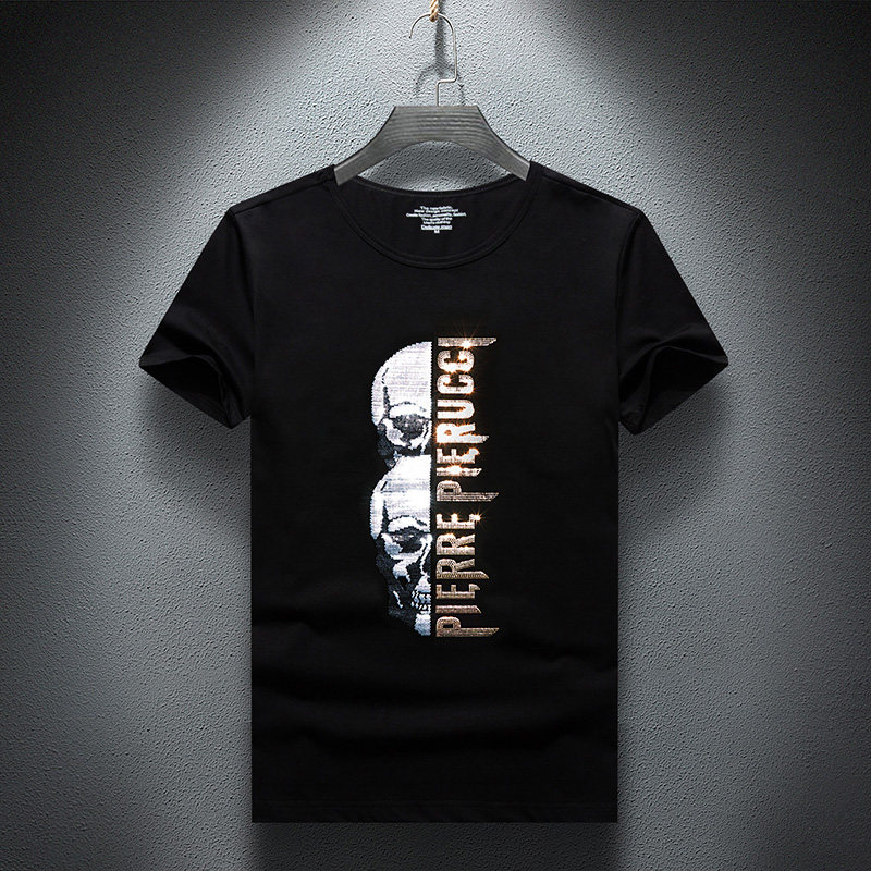 2025夏烫钻T恤镭射男大码胖打底衫亮片潮短袖QT4066-1-A8807-P60，男装T恤，电商A227B（原钱塘4066-1）