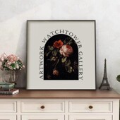 家居软装 饰画美式 玫瑰花小众艺术壁画 复古装 vintage中古挂画法式