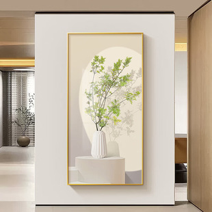 绿植现代简约玄关装饰画入户走廊小清新壁画过道挂画现代艺术