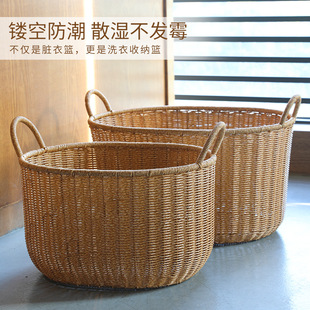 北欧风脏衣篮脏衣服收纳筐大号衣物家用浴室洗衣篓子玩具桶仿藤编