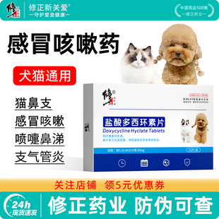 修正盐酸多西环素片狗狗感冒药咳嗽流鼻涕猫咪猫鼻支宠物犬消炎药