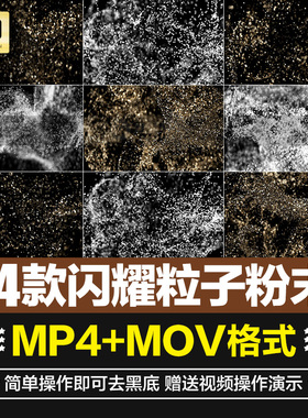 金色闪耀粒子白色粉末飘散动画效果AE合成PR特效后期剪辑视频素材