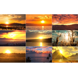 唯美夕阳晚霞日出日落云彩天空大海浪沙滩风景治愈情感短视频素材