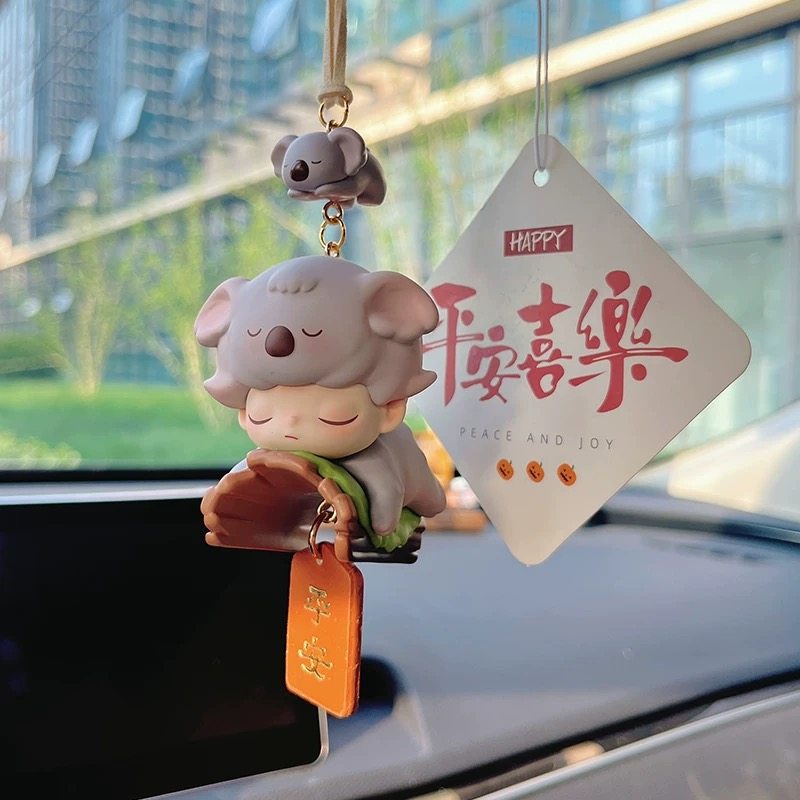 泡泡玛特车挂dimoo动物王国香薰摆件高级感挂饰汽车后视镜挂件女