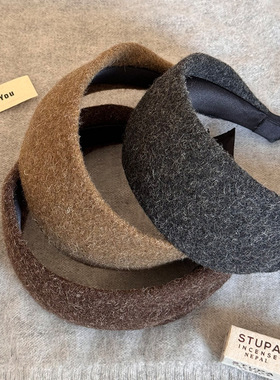 韩系温柔秋冬灰色针织宽边发箍女2025年新款高级感发卡高颅顶头箍