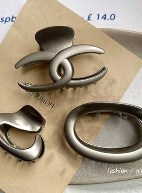 高级感哑光银灰色合金大抓夹X造型金属风简约纯色个性时尚盘发夹