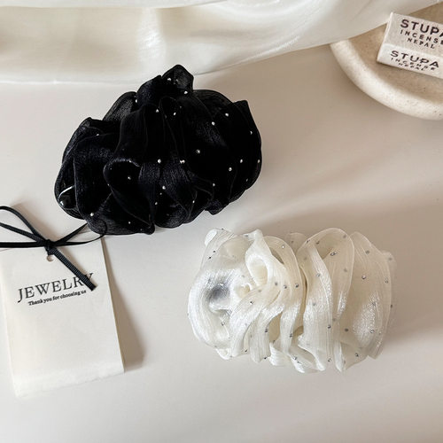 云朵泡泡双面网纱蝴蝶结鲨鱼夹