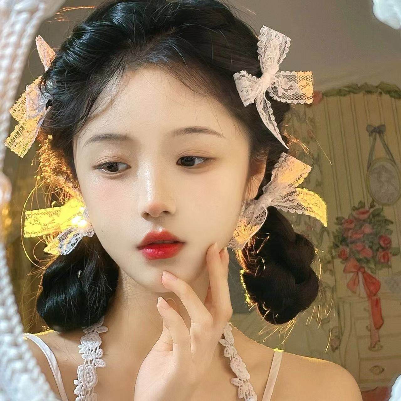 白色蕾丝花边蝴蝶结发夹写真造型编发甜美刘海碎发头饰发卡新,饰品/流行首饰/时尚饰品新,民族风发饰,淘宝优惠券,粉丝福利购,淘宝优惠卷