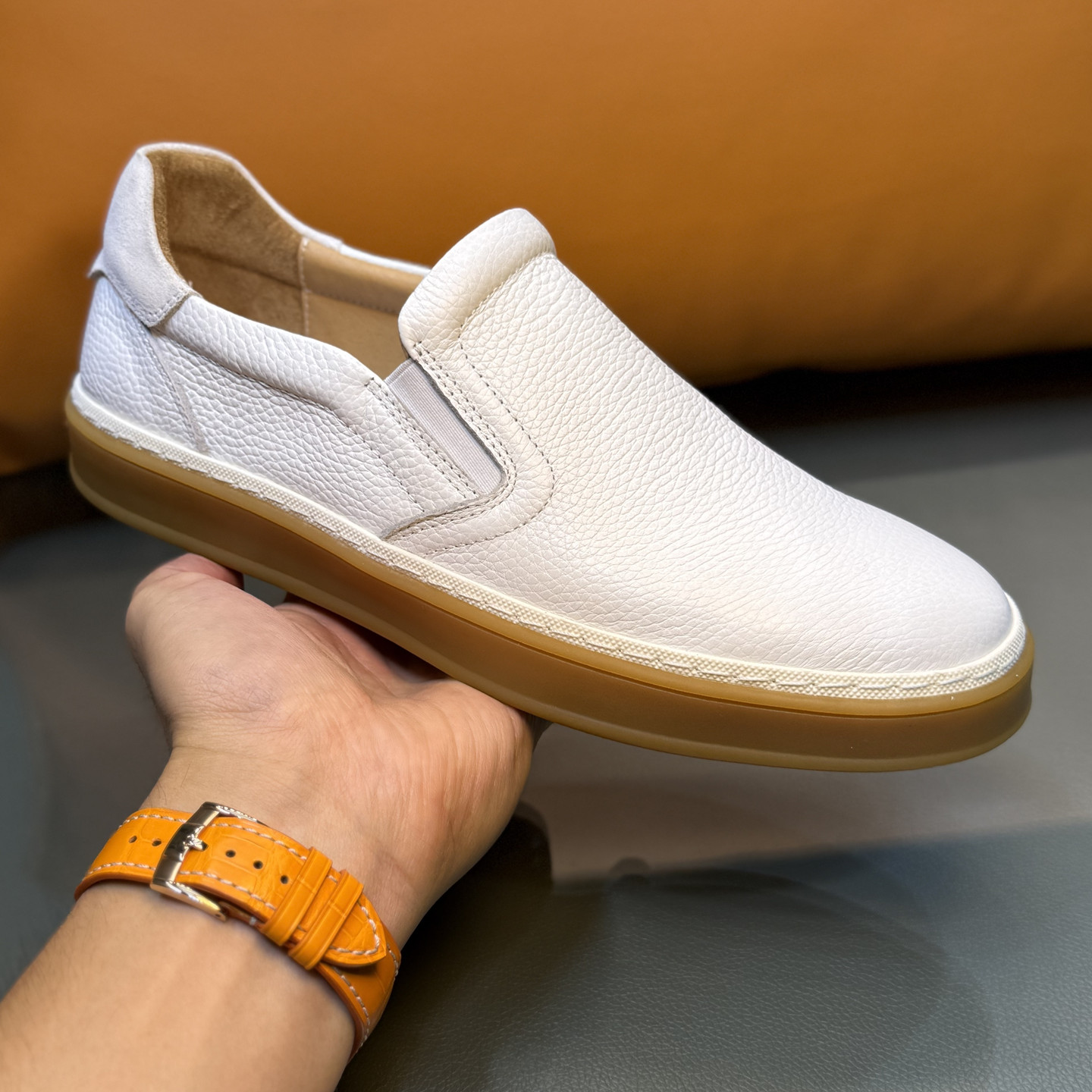 高级感头层牛皮乐福鞋男德训鞋