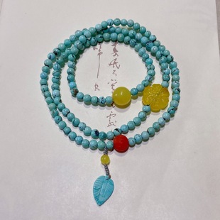 天然绿松石手链女款原创设计搭配女皇贝牡丹花根付渡母古法蝴蝶扣