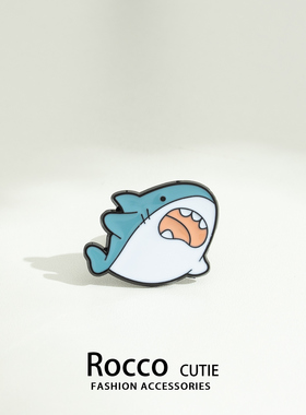 卡通可爱鲨鱼胸针动漫周边金属徽章衣服配饰别针包包装饰创意胸章