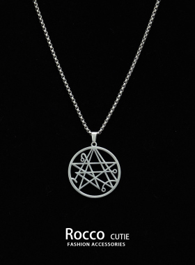 死灵之书克苏鲁神话万物归一者犹格索托斯六芒星幸运吊坠钛钢项链