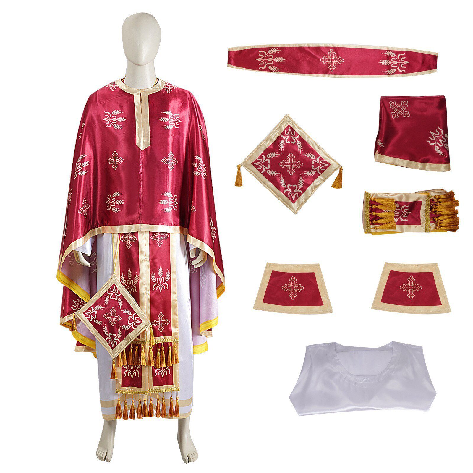 厂家直销欧美牧师服中世纪长袍披肩角色扮演舞台表演服