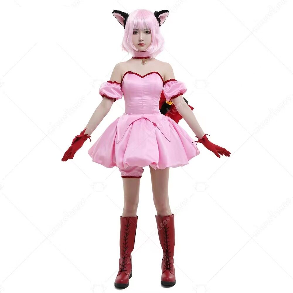 东京喵喵桃宫莓cos服粉色连衣裙/假发万圣节服装厂家