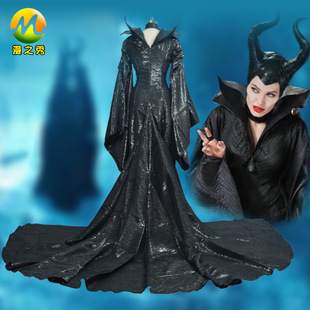 漫之秀沉睡魔咒cos玛琳菲森安吉丽娜朱莉睡美人牛角cosplay服装