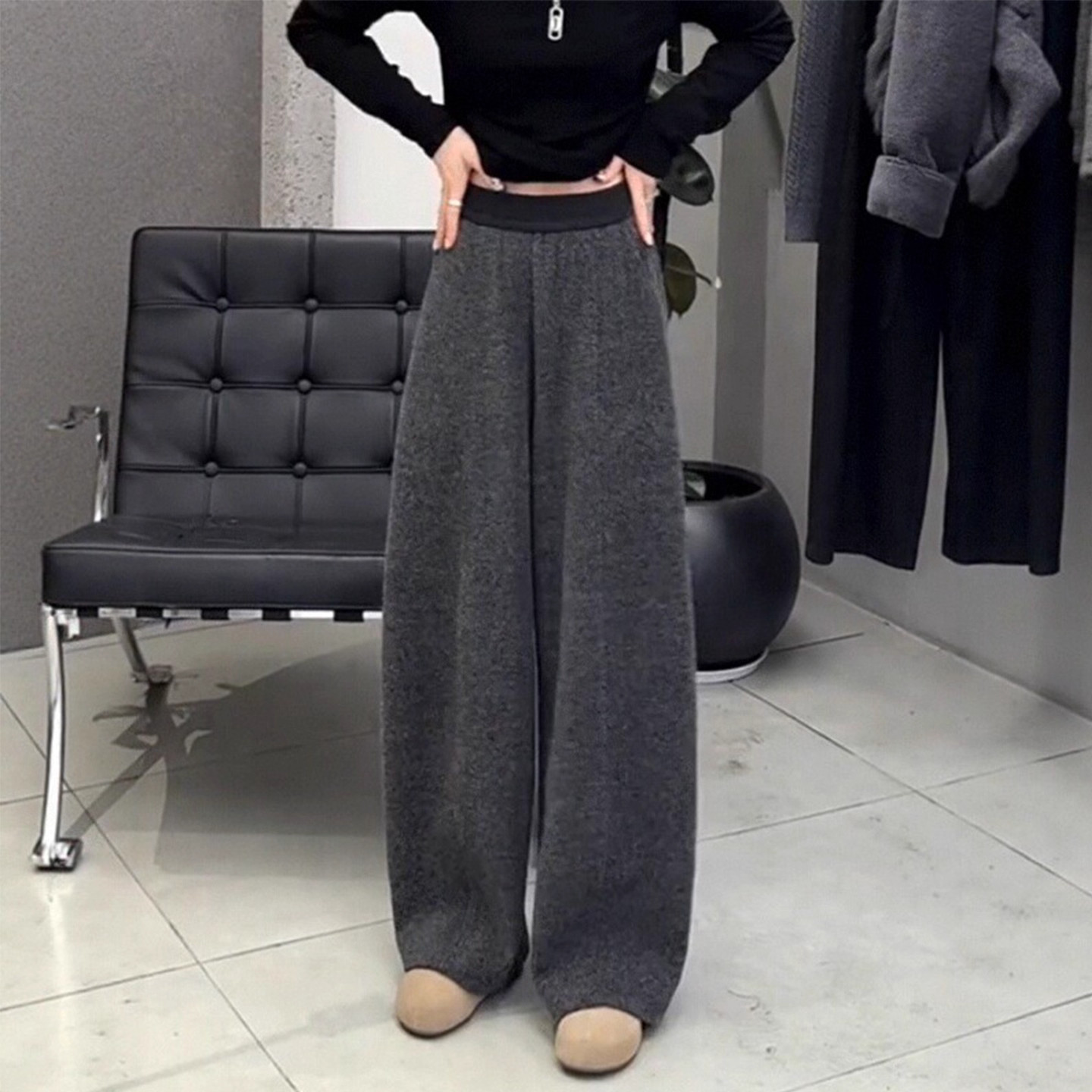 黑灰色女裤毛呢裤今年冬季流行新款休闲裤小个子运动加厚弯刀裤子,女装/女士精品,休闲裤,淘宝优惠券,粉丝福利购,淘宝优惠卷