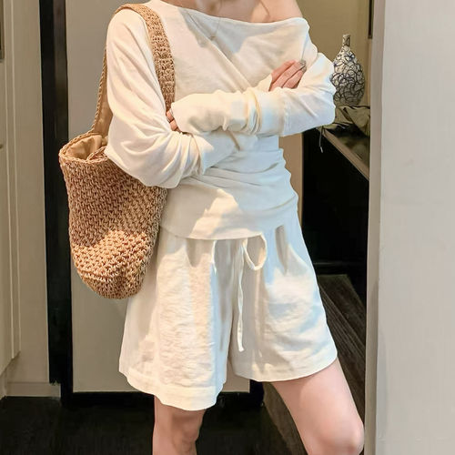 日系白色棉麻短裤女夏季外穿宽松休闲亚麻阔腿裤小个子a字五分裤