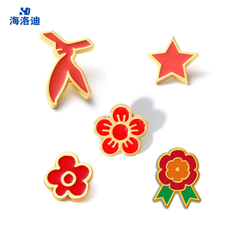 奖励学生小红花奖牌 红领巾五角星校园师生胸针徽章滴胶胸针 5款
