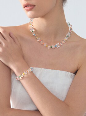 aiden candice少女心多巴胺天然白水晶项链手串小众设计串珠首饰