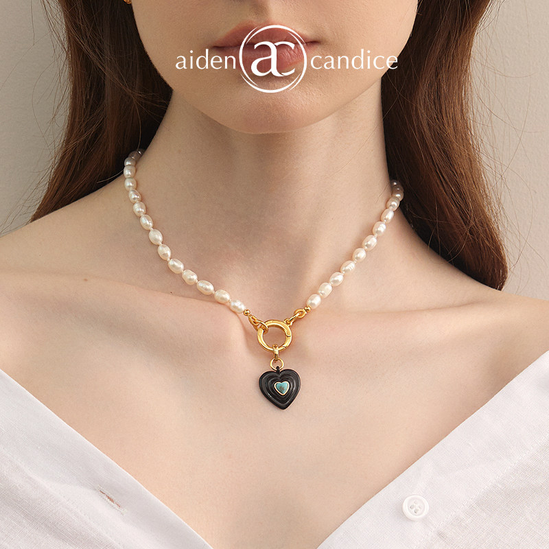 aidencandice绿松石珐琅爱心项链