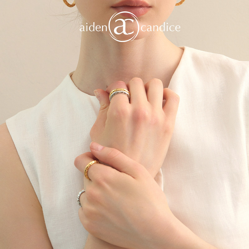 aidencandice四叶花图腾开口戒指