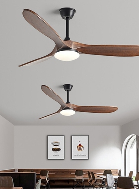 70寸大风力实木吊扇灯美式风格复电风扇灯古家用客厅商用餐厅变频