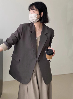 韩版灰色西装外套女小个子2024春秋季新款韩版高级感炸街休闲西服