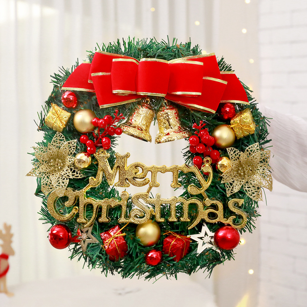 圣诞花环30cm仿真led发光圣诞节商场橱窗场地布置圣诞节装饰品
