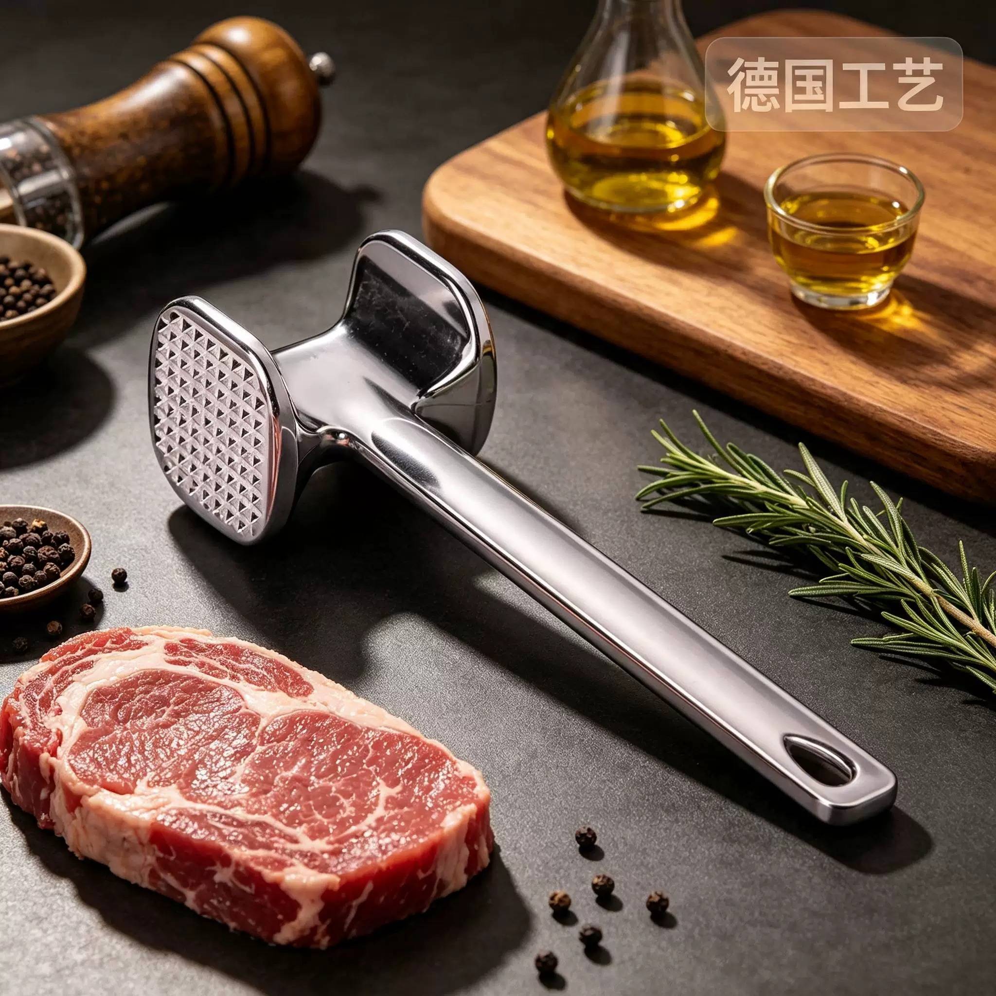 敲大排肉锤子松打肉锤商用牛排锤大号家用肉泥牛扒锤厨房捶打双面